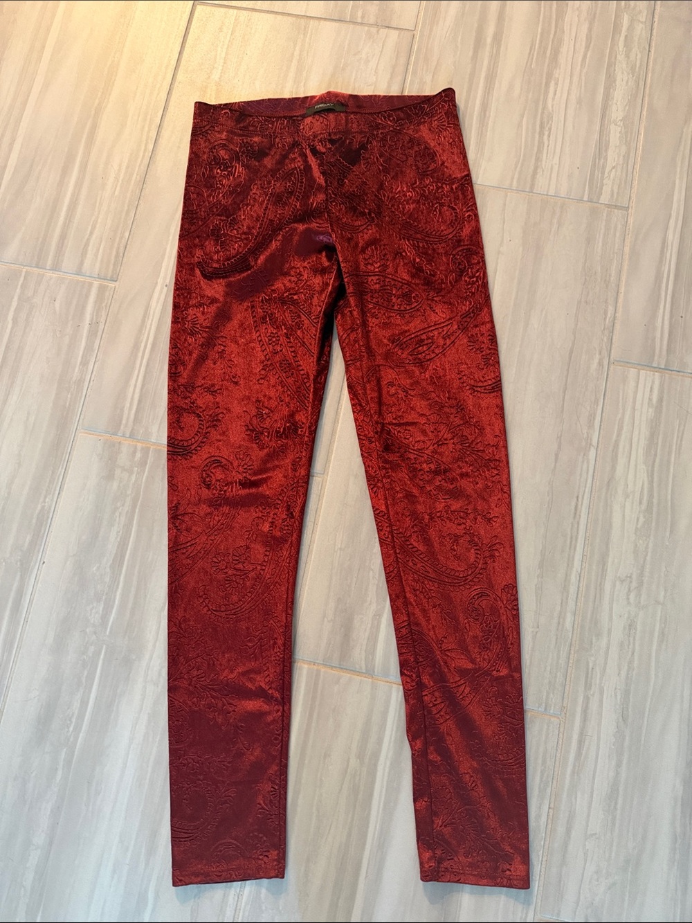 Red Velvet Paisley Leggings